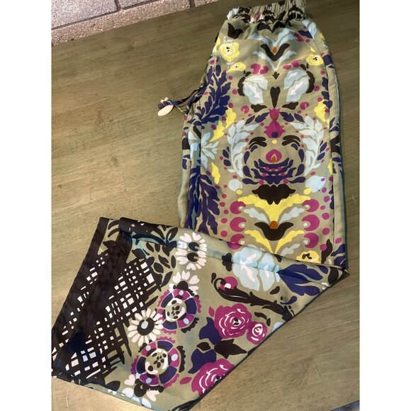 Zara Floral Patterned Womens Pants With Drawstring & Beaded Accents M - Picture 10 of 10